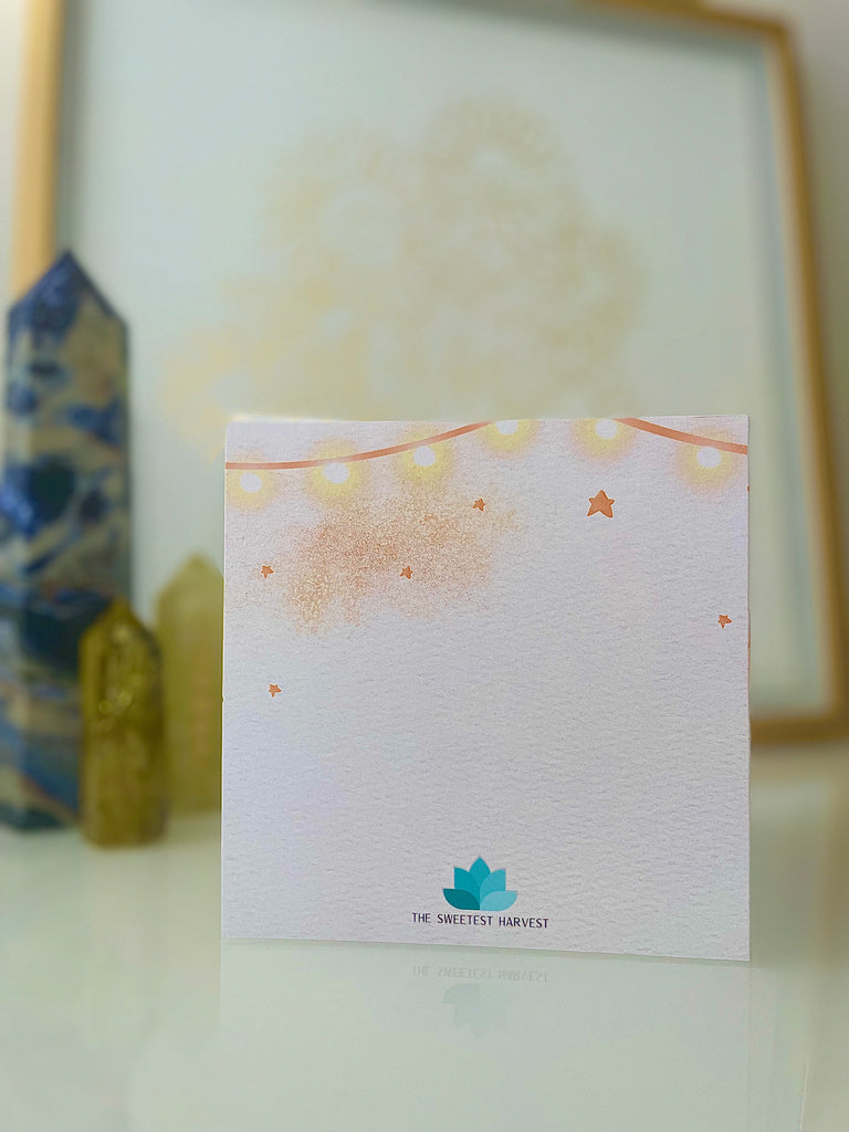 Welcome to the World Card - Fairy Lights & Stars - The Sweetest Harvest
