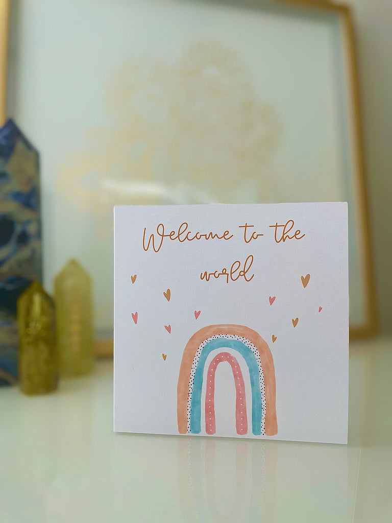 Welcome to the World Card - Rainbow Hearts - The Sweetest Harvest